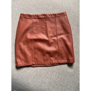 Forever 21 Mini Skirt Brown Faux Leather Size S